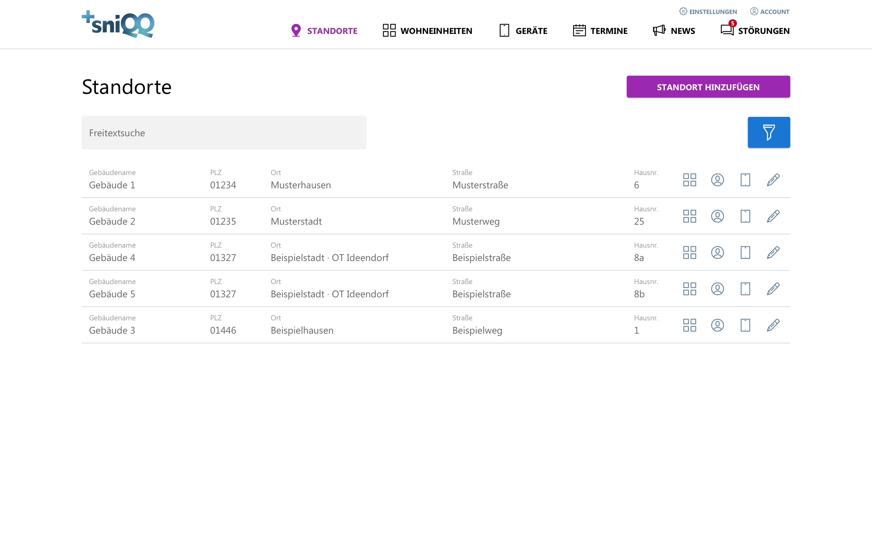 sniQQ Vermieter Dashboard